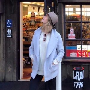 Soft baby blue wool blend pea coat